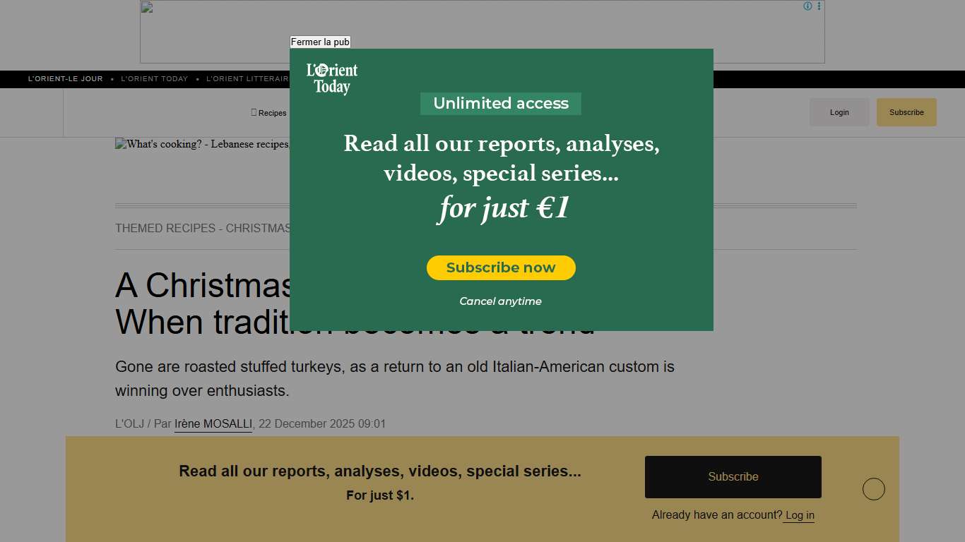 A Christmas Eve feast of 7 fishes: When tradition becomes a trend - L'Orient Today